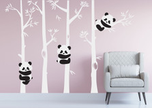Panda Bear Bamboo Tree Wall Nursery Decal #1350