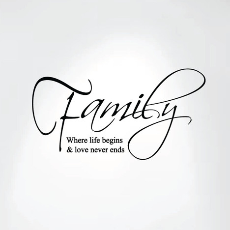 family where life begins and love never ends wall decal art saying