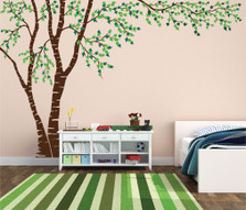 Birch Tree Forest Canopy Blowing Leaves Vinyl Wall Decal #1376