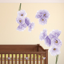 Lavender Peony Flowers Bouquet Wall Decal Sticker Rose  Art Peel and Stick Floral Art Decor Removable and Reusable #3032