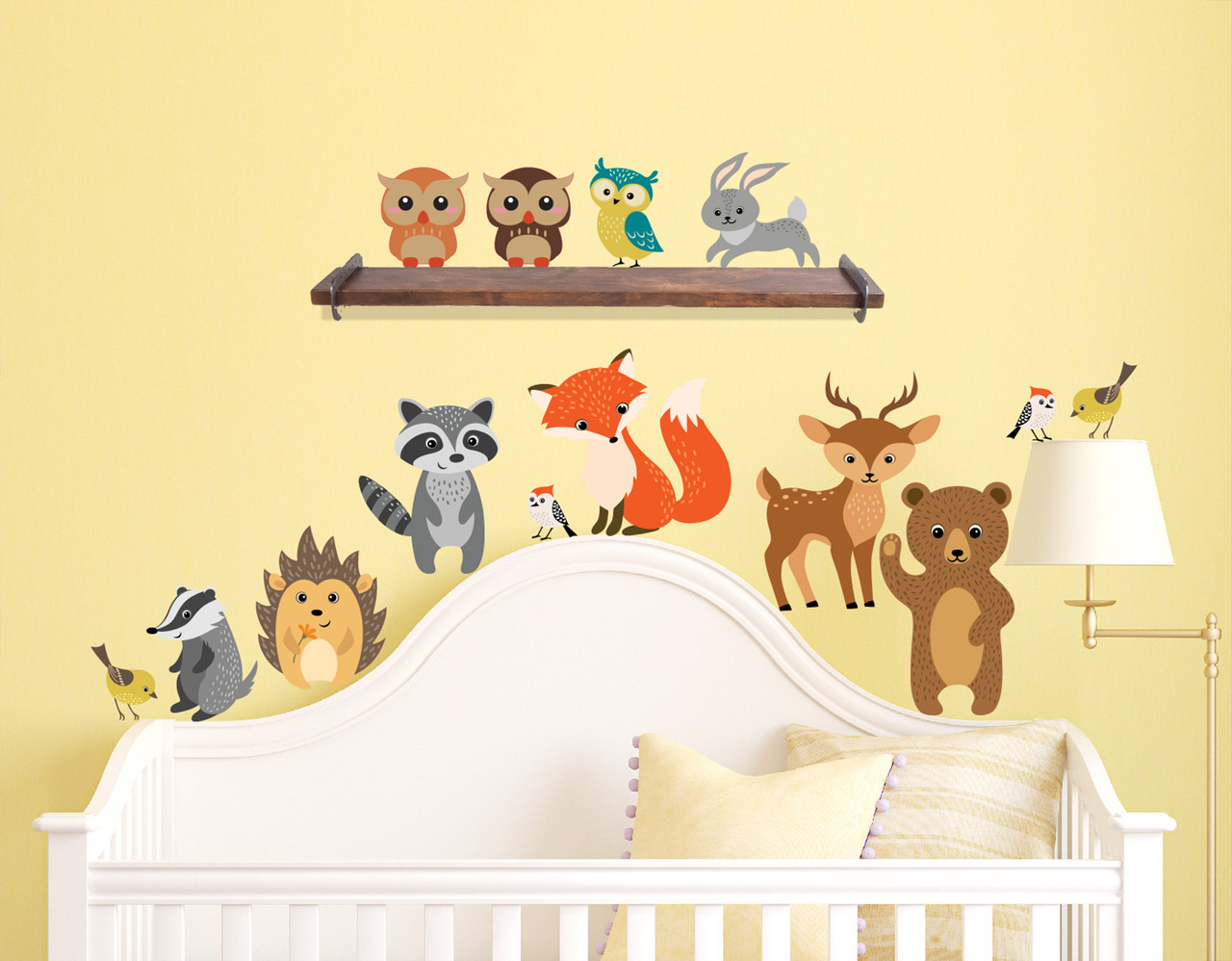 Cartoon Animal Wall Sticker Shy Bear Fox Baby Room Creative Nursery Decals E_RI 