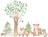 Watercolor woodland animal tree decal set