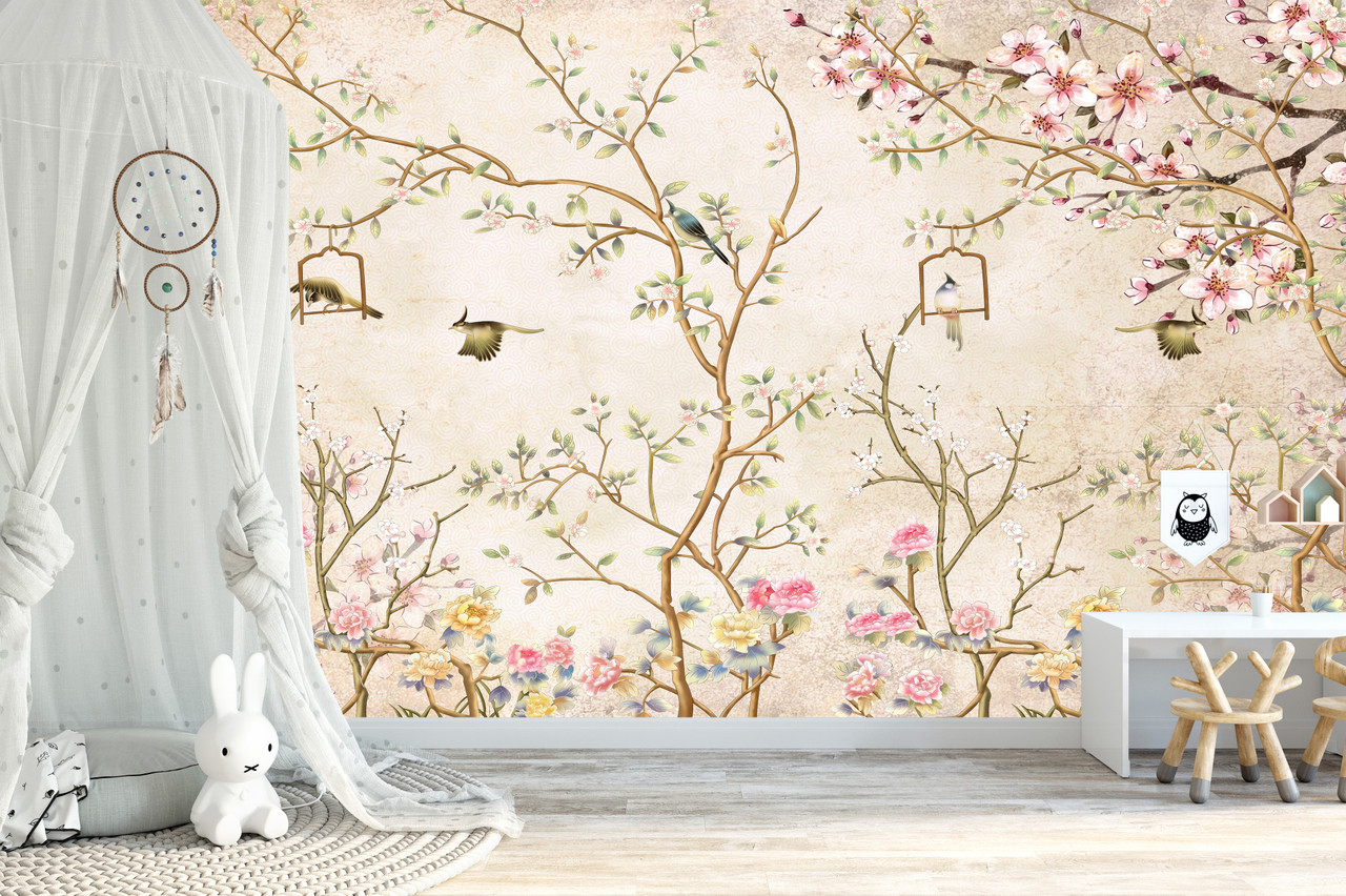 Cherry Blossom Wall painting Stencil design for Bedroom 