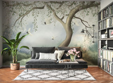Willow Tree Peel and Stick Wallpaper Mural Chinoiserie Watercolor Blossom Décor Nursery Watercolor Asian Wall Japanese Custom Sizes #3147