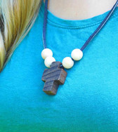PLAIN WOODEN CROSS NECKLACE WITH FOUR BEADS