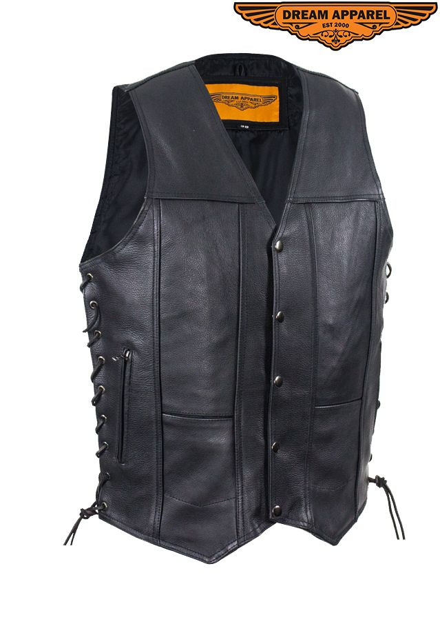 Milwaukee Men's Plain Leather Vest With Gun Pocket