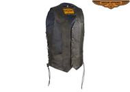 Dream Apparel Men's Brown Leather Vest with Live to Ride 