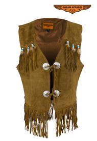  Dream Apparel Women's Western Vest with Fringe and Beads