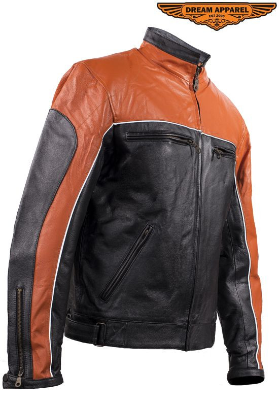 Dream Apparel Mens Orange Racer Jacket