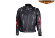Dream Apparel Mens Leather Racer Jacket With Flames