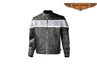 Dream Apparel Mens Racing Jacket With  Silver Stripe