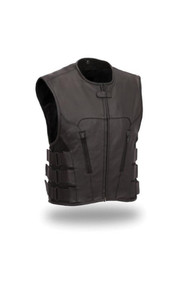  Mens FIM645CSL Commando Leather  M/C Vest by First Mfg         