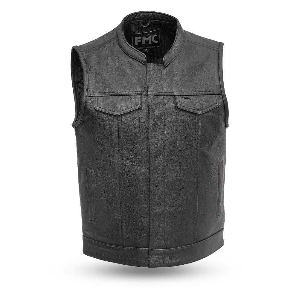 Mens FMM690BSF Blaster Leather M/C Vest by First Mfg