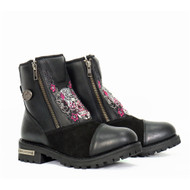 Hot Leathers Double Zip Sugar Skull Ladies Cap Toe Leather Boot 