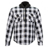 Hot Leathers Black and White Hooded Armored Flannel Jacket 