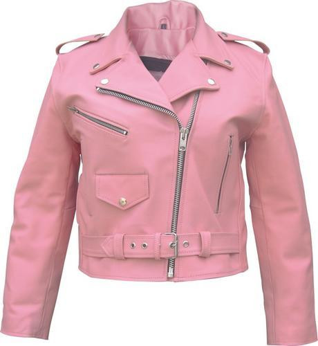 Allstate Leather Ladies Pink Motorcycle Jacket