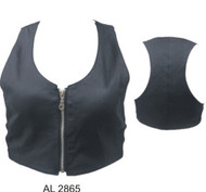 Allstate Leather Ladies Top with zippered front (Lambskin)