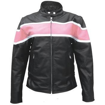 Allstate Leather Pink on Black Ladies Jacket