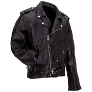  Diamond Plate Genuine Buffalo Leather Motorcycle Jacket 