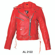 Allstate Leather Ladies RED Motorcycle Jacket