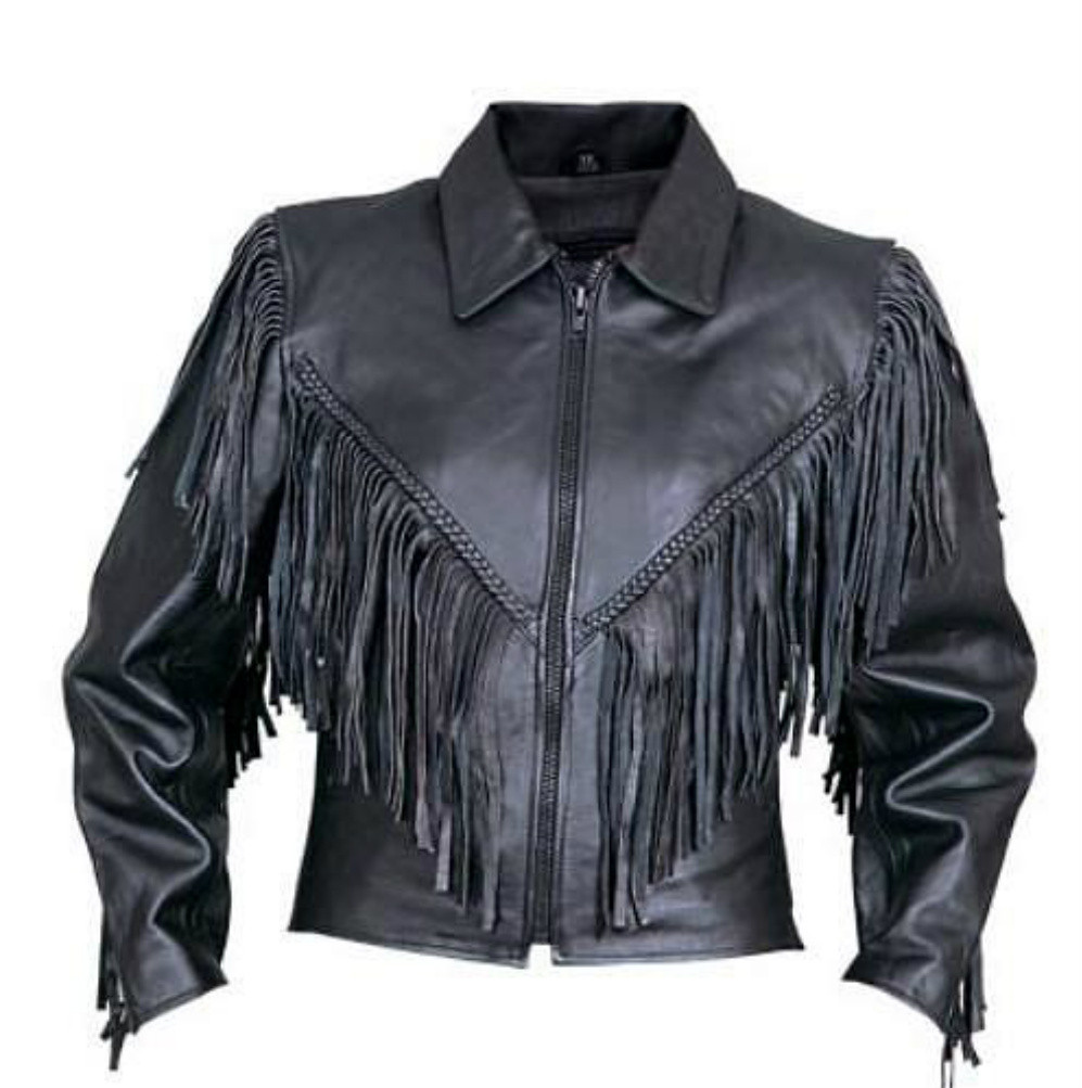 Ladies Fringed Leather Motorcycle Jacket