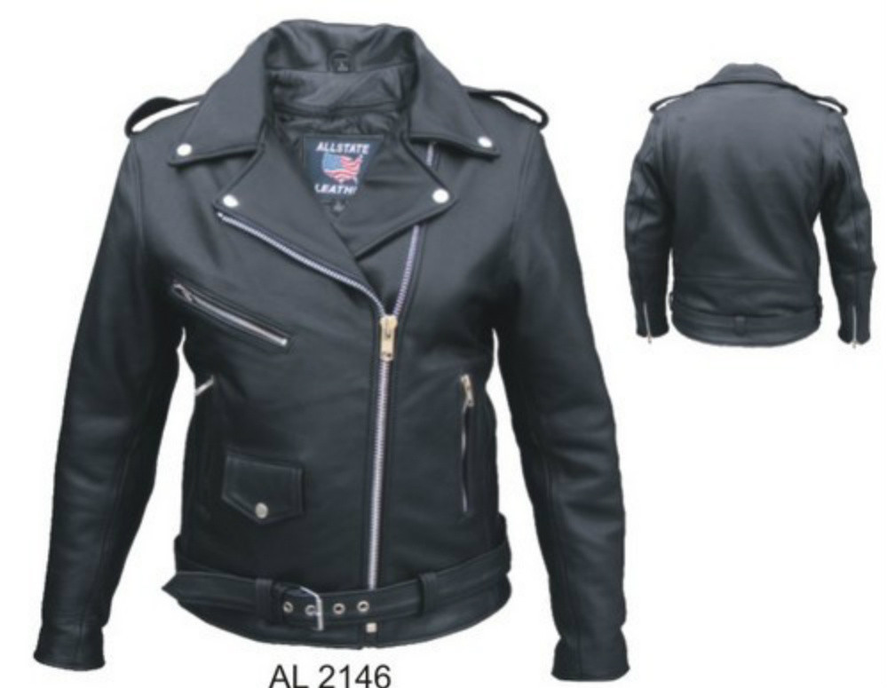 Allstate Leather Ladies Full Cut Motorcycle Jacket