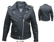 Allstate Leather Ladies Full Cut Motorcycle Jacket