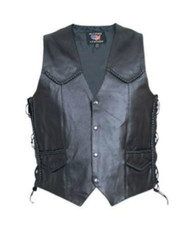 Allstate Leather Mens Braided Vest with Side-laces