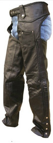 Leather Assless Chaps with Braid Design for Men or Women 