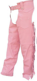 Allstate Leather Ladies Braided Pink Chaps w/ Fringe