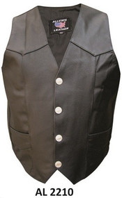  Allstate Leather Men's Basic Plain Vest W/ Buffalo Snaps 
