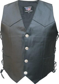 Allstate Leather Men's Basic Vest w/Side- Laces and Buffalo Snaps  
