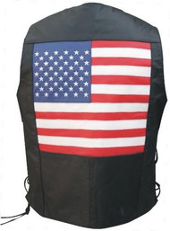 Allstate Leather Men's Basic Vest with Side-Laces and USA Flag.