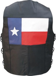  Allstate Leather Men's Vest W/Side-laces and Texas Flag.