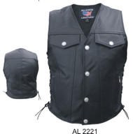 Allstate Leather Men's Denim Style Vest,  Analine Leather