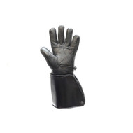 Black Leather Motorcycle Gloves with Lined Gauntlets 
