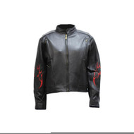 Dream Apparel Womens Leather Motorcycle Jacket With Flames 