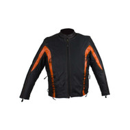 Dream Apparel Women's Black and Orange Leather Racer Jacket 