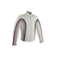  Dream Apparel Women's Soft Leather Jacket W/ Silver & Pink Stripes
