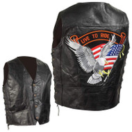 Hand-Sewn Pebble Grain Genuine Leather Biker Vest  
