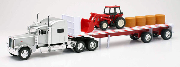 Peterbilt 389 With Flatbed Hauling Hay & Tractor 1/32 Scale - Raney's ...