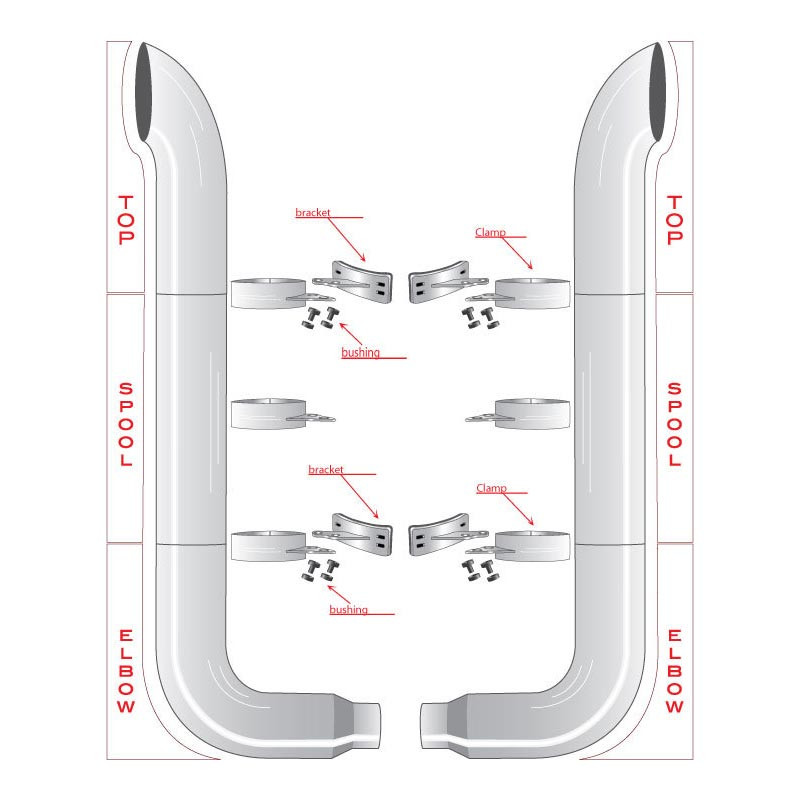 Peterbilt 359 379 10" Trux Chrome Exhaust Stack Kit 2003 & Older