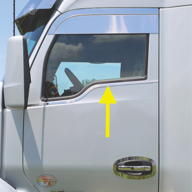 kenworth t880 t680 trims upper window door under roadworks belmor ventvisor guard chrome rain