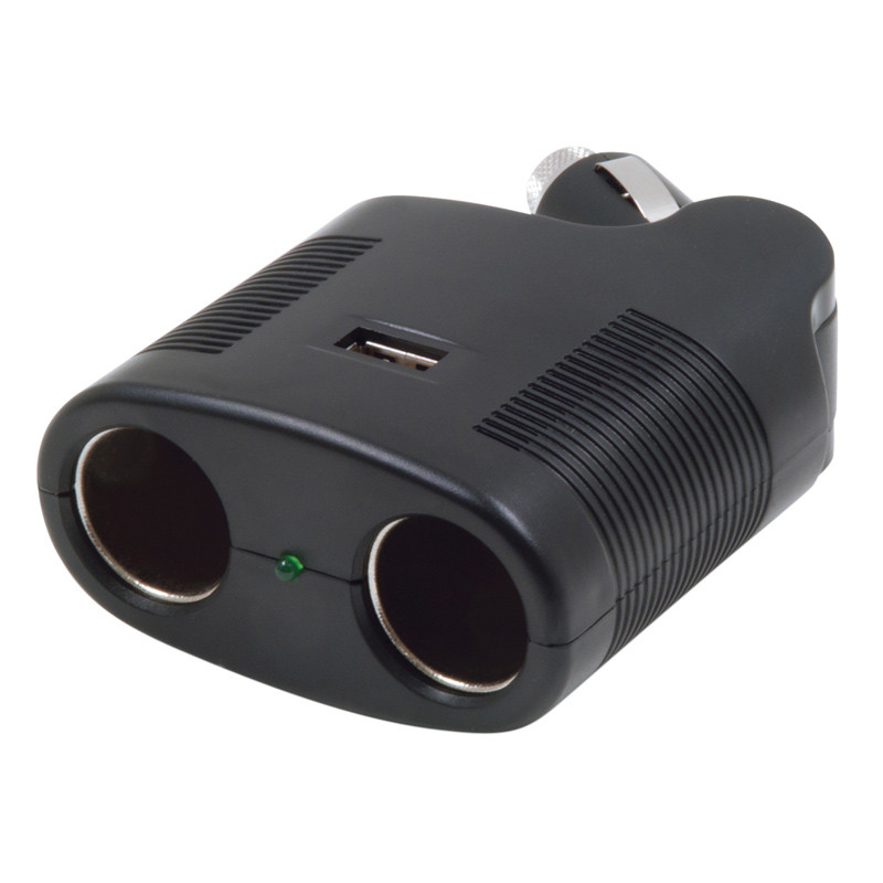 12 Volt Swivel Plug Adapter With Dual 12V Sockets And USB Port Raney's Truck Parts