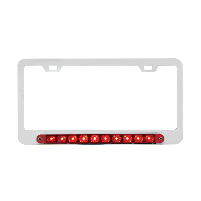 Chrome 10 LED STT Light License Plate Frame Raney's Truck Parts