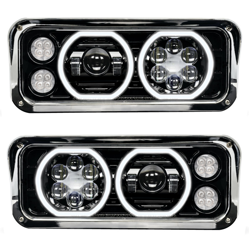 Freightliner Classic Fld Sd Black Projector Headlight Assembly With