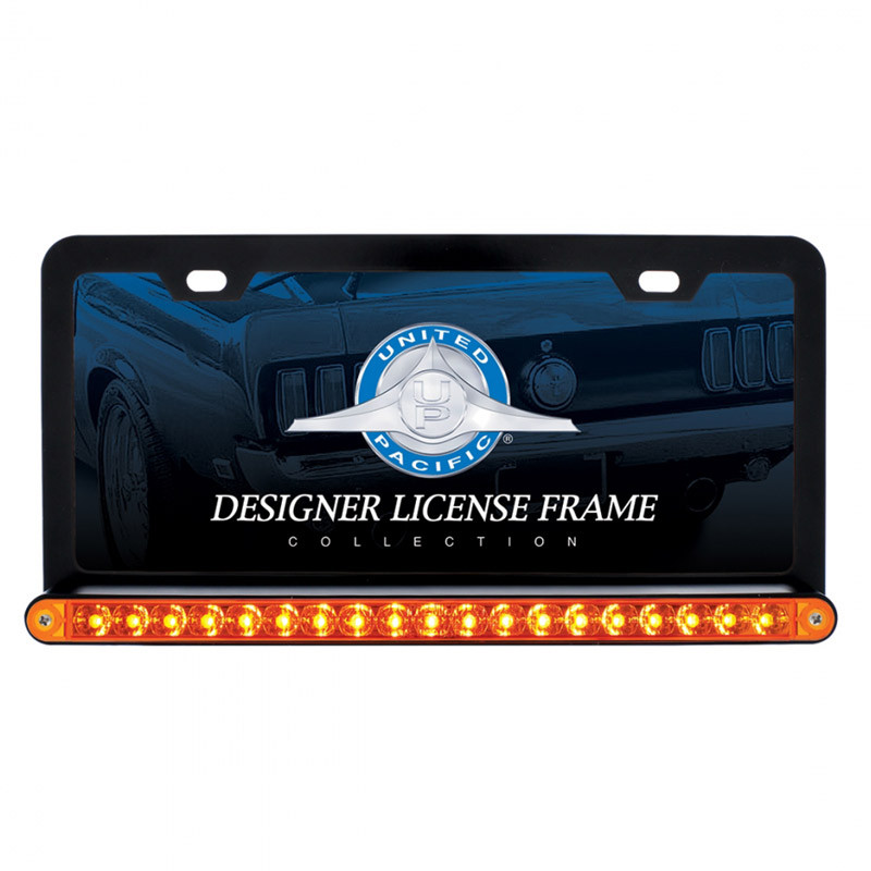 Black Universal License Plate Frame With 19 LED 12" Reflector Light Bar