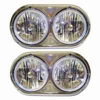 headlight round dual assembly peterbilt kenworth w900a stainless halogen crystal led