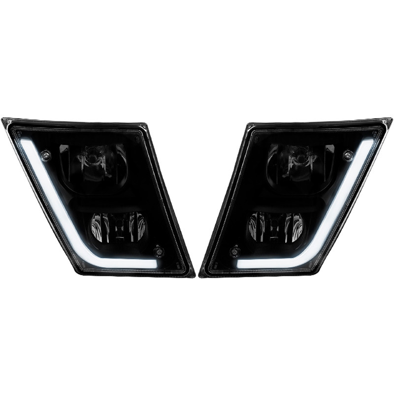 volvo vn vnl black matte fog light with led daytime volvo vnl tcs light on