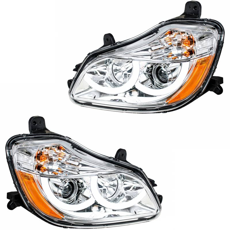Kenworth T680 Chrome Projector Headlight Assembly With Position LED Raney's Truck Parts